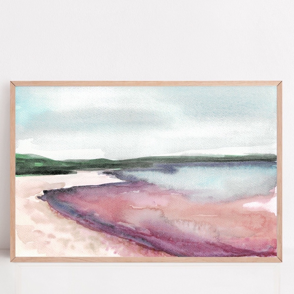 13x19” pink salt lake wall art watercolor painting art print